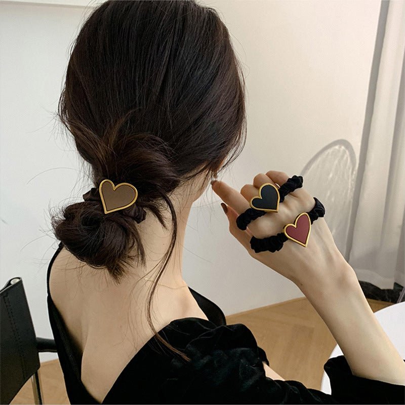 Korean Style Metal Heart Scrunchies Hair Ties (3 colors) - UShops