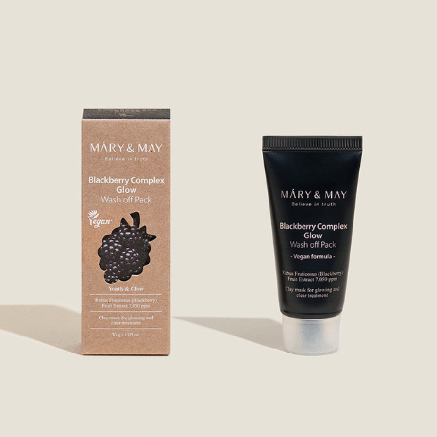 Mary&May Blackberry Complex Glow Wash Off Pack (30g/125g) - UShops, Skin Hydration Booster, Vegan Glow Mask, Natural Radianc