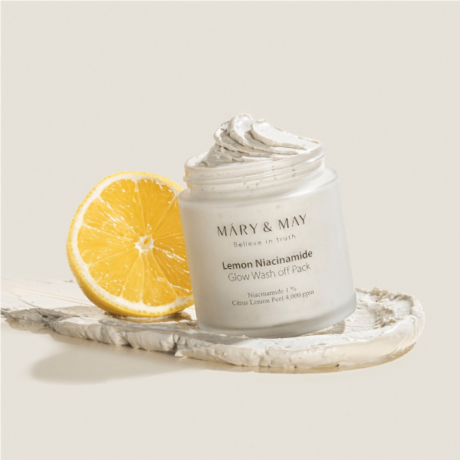 Mary&May Lemon Niacinamide Glow Wash Off Pack (30g/125g) - UShops, Glow Wash off Mask, Real Lemon Peel, Vitamin C Benefits