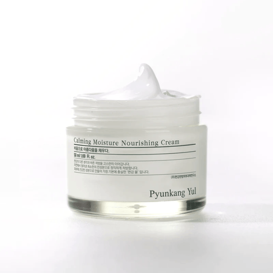Pyunkang Yul Calming Moisture Nourishing Cream: Soothes, nourishes and improves elasticity with ceramide and niacinamide.