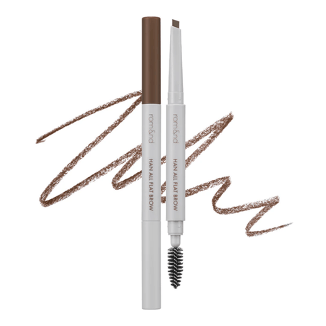 rom&nd Han All Flat Brow #W2 Mild Woody - UShops, Eyebrow design, Detailed strokes, 1.5mm tip, Shading tool, Eyebrow texture