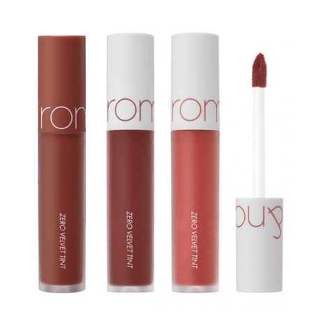 rom&nd Zero Velvet Tint (3 Colors) - UShops, Matte finish, Long-lasting color, Feather-light formula, Smooth lips, Melting