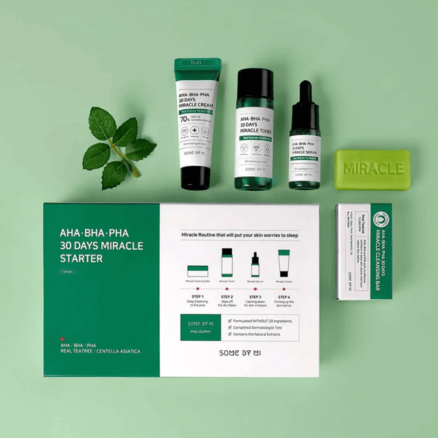 SOME BY MI AHA.BHA.PHA 30 Days Miracle Starter Kit: Acne-free skin in 30 days. Cleanses exfoliate, soothe and strengthen.