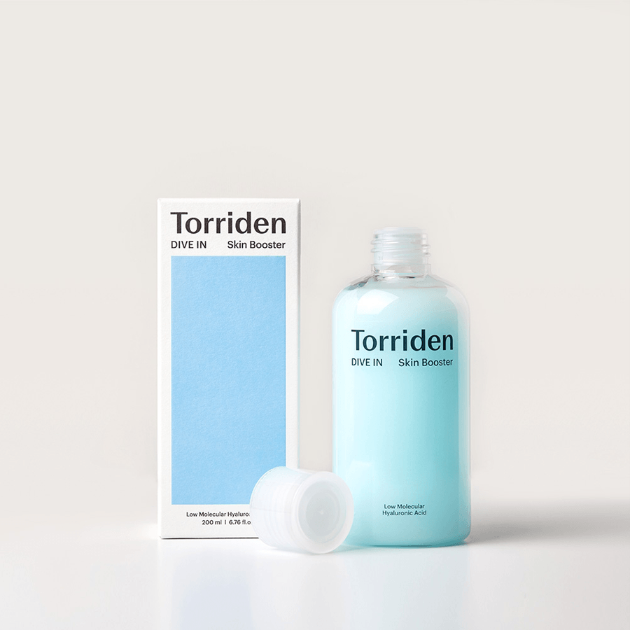 Torriden DIVE-IN Hyaluronic Acid Skin Booster: Deep hydration. Balances skin. Alleviates dryness. Lightweight. Dewy finish.