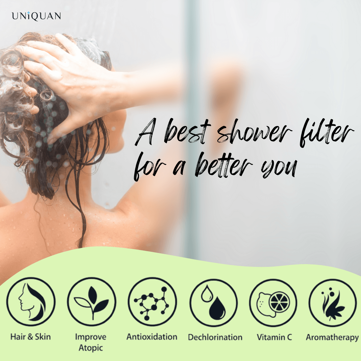 Uniquan Vitamin Shower Filter - Forest - UShops, High-efficiency Water Filter, Health Protection, Improved Skin & Hair