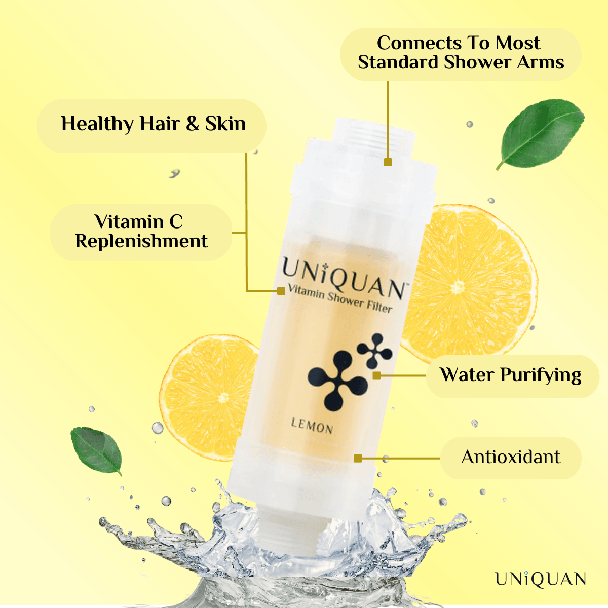 Uniquan Vitamin Shower Filter - Lemon - UShops